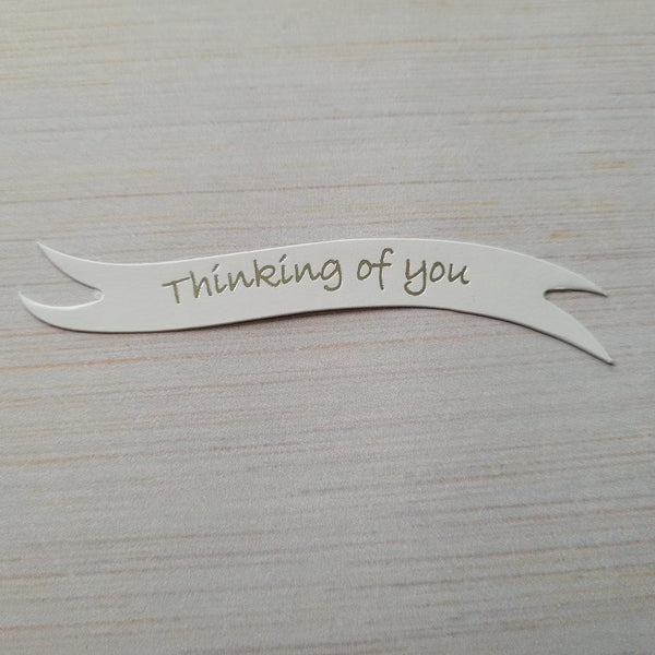 Banners - Thinking of You. Silver on White card. Pack of 10