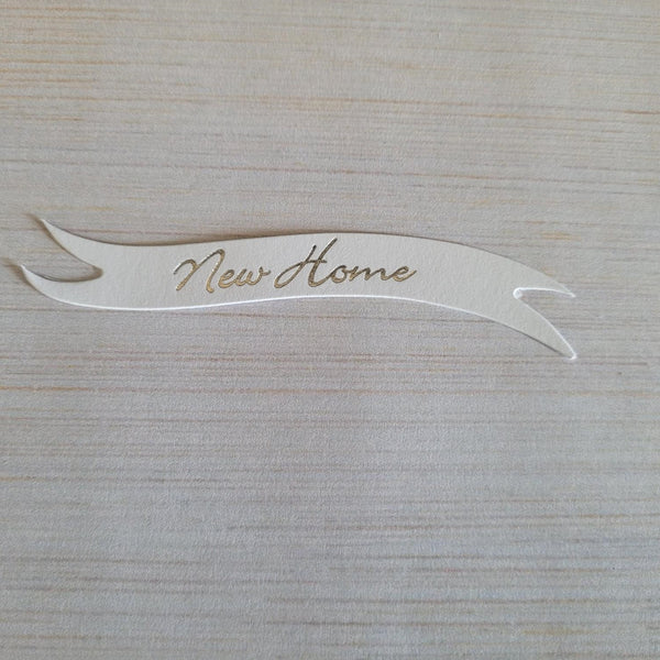 Banners - New Home Silver on White card. Pack of 30