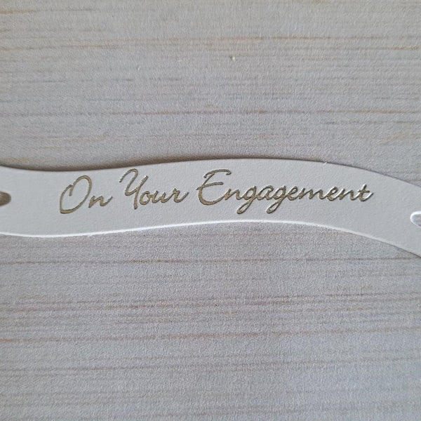Banners - On your Engagement. Silver on White card. Pack of 10