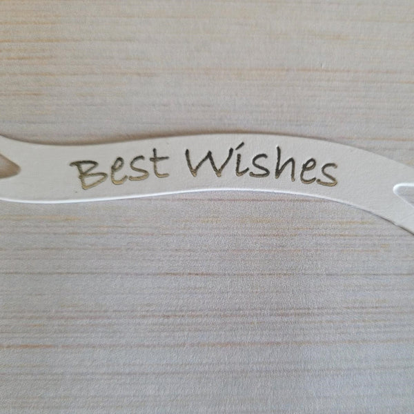 Banners - Best Wishes. Silver on White card. Pack of 10