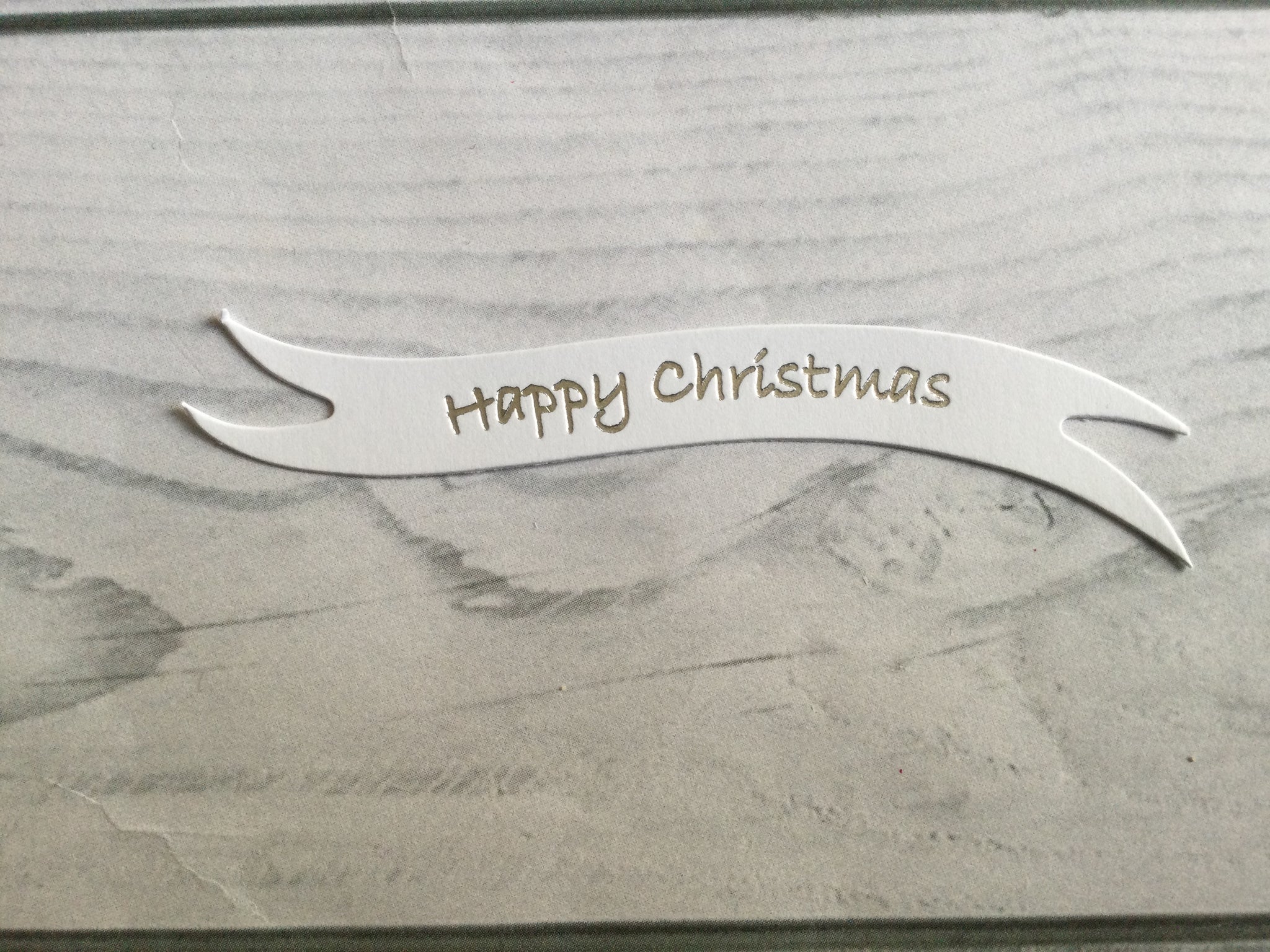 Banners - Happy Christmas White card printed Silver