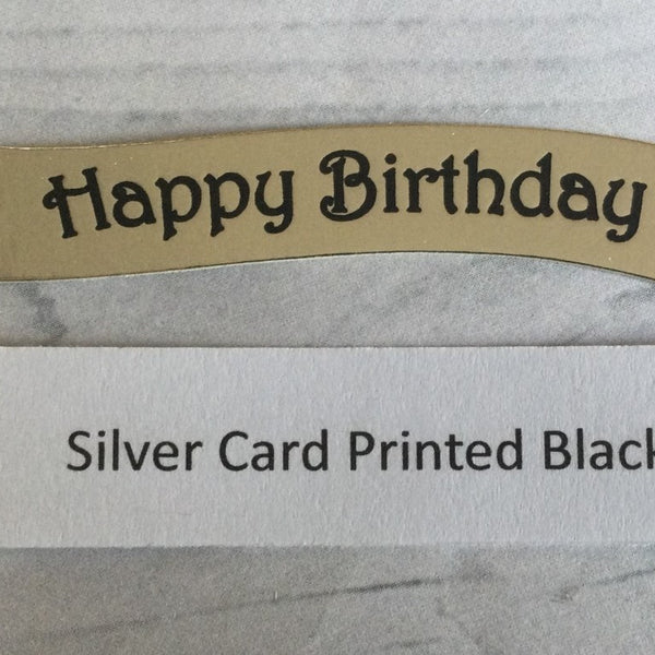 Banners - Happy Birthday Black print on Silver Card