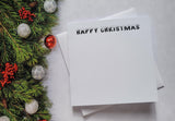 Card blanks and envelopes, 6" square, hot foil printed "Happy Christmas"