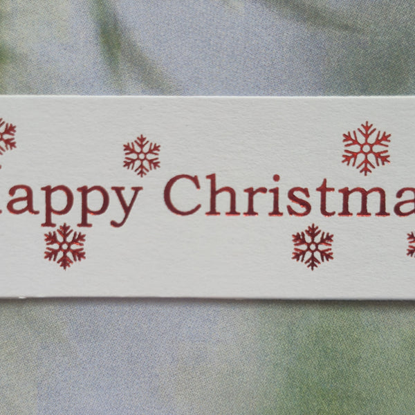 Toppers - Happy Christmas. Red print on White card. Pack of 30