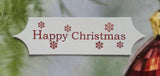 Toppers - Happy Christmas. Red print on White card. Pack of 30