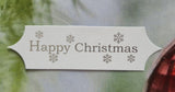 Toppers - Happy Christmas. Silver print on White card. Pack of 30