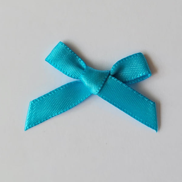 3cm Satin Bows, Turquoise