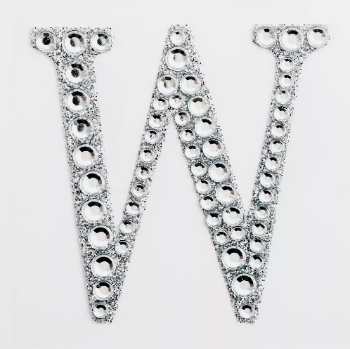 5cm Self Adhesive Diamante  Letter W