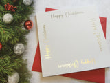 Card blanks and envelopes, 6" square, hot foil printed Happy Christmas