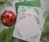 Card blanks and envelopes, 6" square, hot foil printed Holly design in Gold