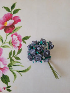 Blue - Mulberry Paper Tea Roses, 15mm Flowers