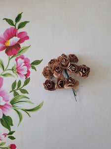 Brown - Mulberry Paper Tea Roses, 15mm Flowers