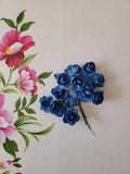 Dark Blue - Mulberry Paper Tea Roses, 15mm Flowers