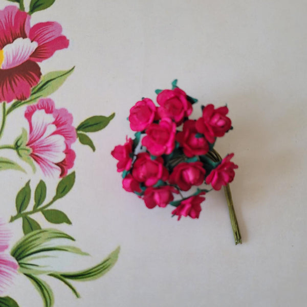 Fuchsia - Mulberry Paper Tea Roses, 15mm Flowers