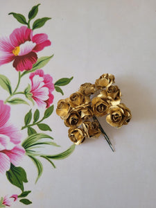 Gold - Mulberry Paper Tea Roses, 15mm Flowers