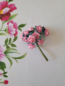 Pink - Mulberry Paper Tea Roses, 15mm Flowers