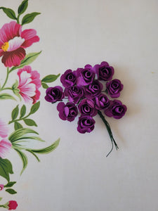 Purple - Mulberry Paper Tea Roses, 15mm Flowers