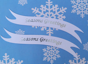 Banners - Season's Greetings - White card printed Silver