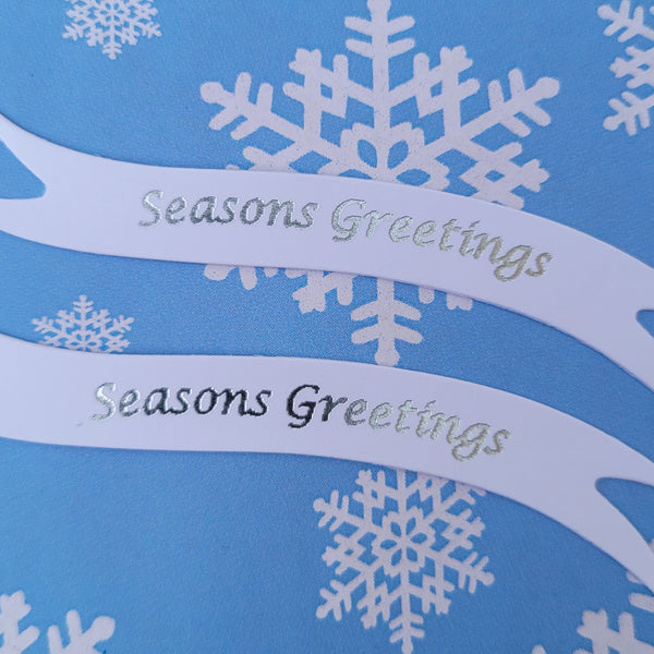Banners - Season's Greetings - White card printed Silver