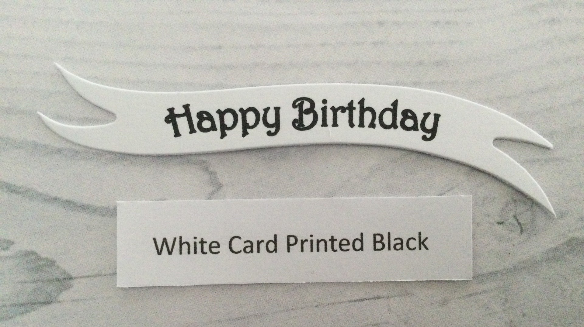 Banners - Happy Birthday Black print on White Card