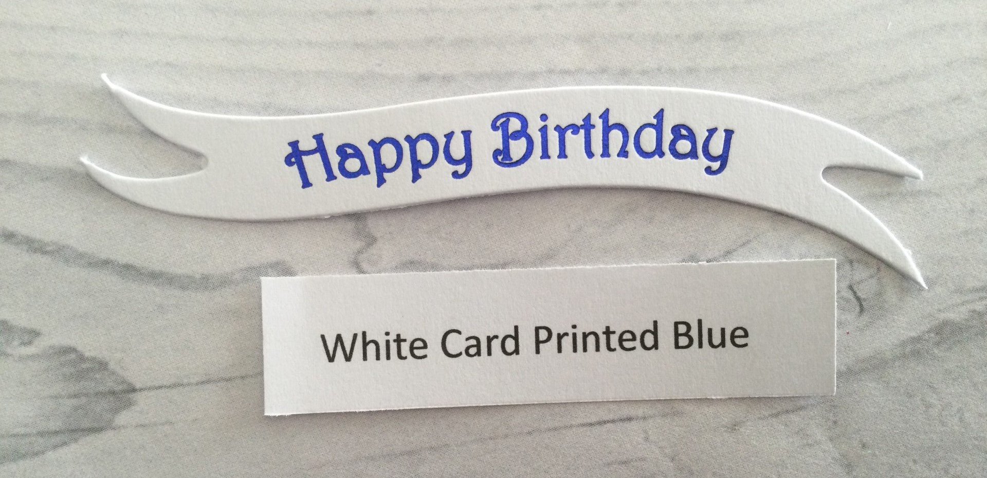 Banners - Happy Birthday Blue print on White Card