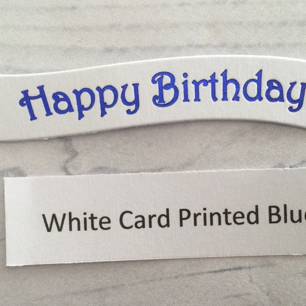 Banners - Happy Birthday Blue print on White Card