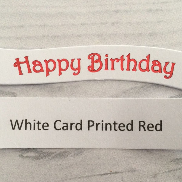 Banners - Happy Birthday Red print on White Card