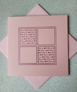 Card blanks and envelopes, 6" square, hot foil printed "Its a Boy/Girl"