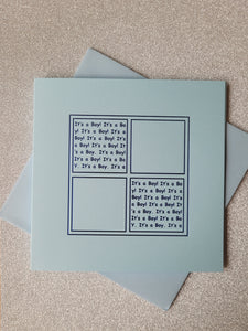 Card blanks and envelopes, 6" square, hot foil printed "Its a Boy/Girl"