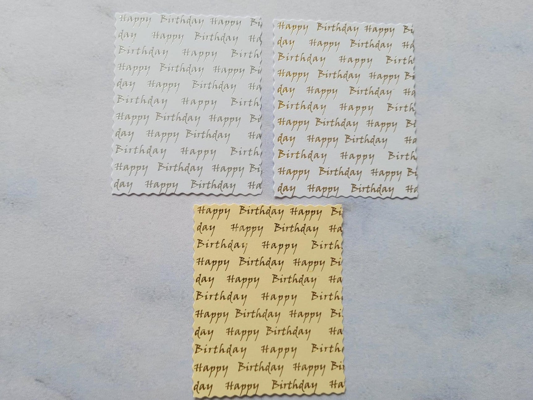 Printed text panels - Happy Birthday