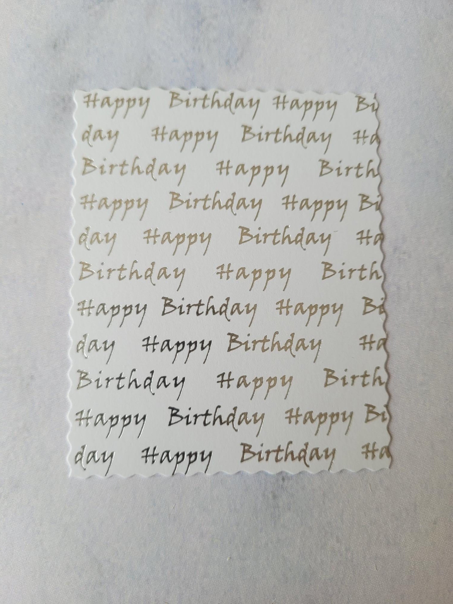 Printed text panels - Happy Birthday