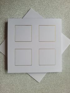 Card blanks and envelopes, 6" square, hot foil printed 4 square block design