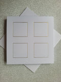 Card blanks and envelopes, 6" square, hot foil printed 4 square block design