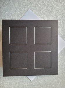 Card blanks and envelopes, 6" square, hot foil printed 4 square block design