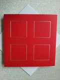 Card blanks and envelopes, 6" square, hot foil printed 4 square block design