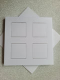 Card blanks and envelopes, 6" square, hot foil printed 4 square block design