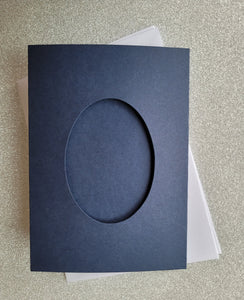 Card blanks and envelopes, A6 oval aperture, pack of 5