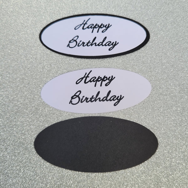 Plaques - Happy Birthday Black print on Black Panel