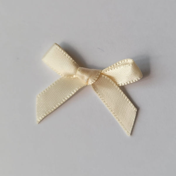 3cm Satin Bows, Cream/White