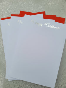 Card blanks and envelopes 7"x5", pack of 5, hot foil printed "Happy Christmas"