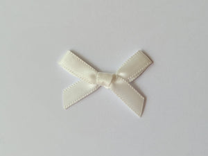 3cm Satin Bows, Cream/White