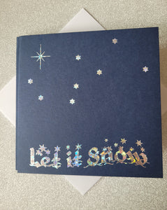 Card blanks and envelopes, 6" Square, hot foil printed "Let it Snow"