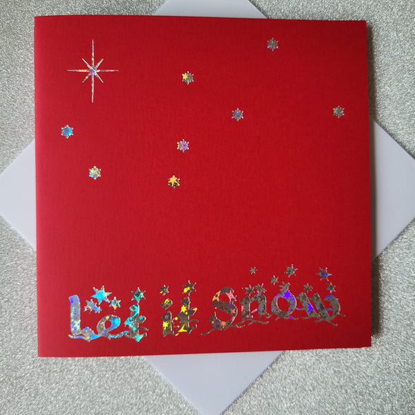 Card blanks and envelopes, 6" Square, hot foil printed "Let it Snow"