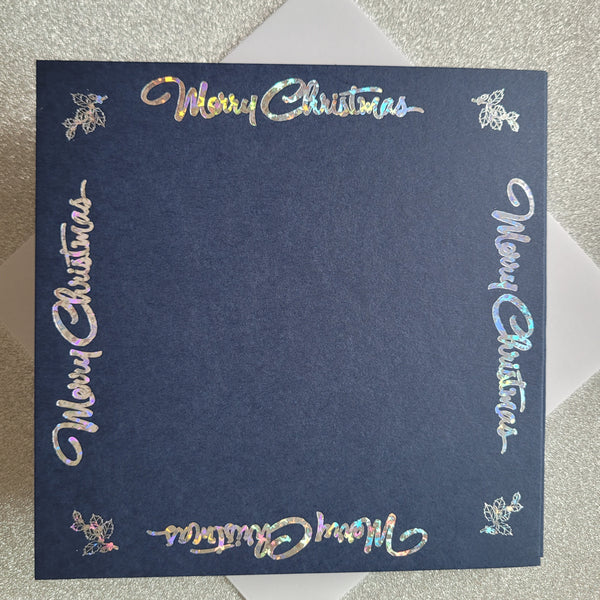Card blanks and envelopes, 6" square, hot foil printed "Merry Christmas"