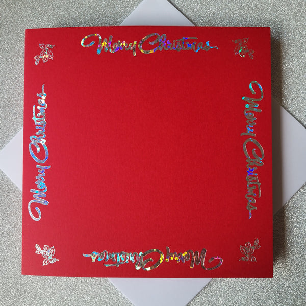 Card blanks and envelopes, 6" square, hot foil printed "Merry Christmas"