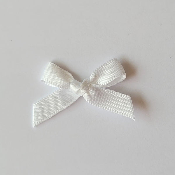 3cm Satin Bows, Cream/White